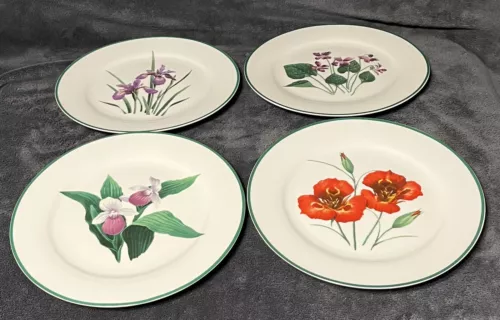 Vintage 2002 National Wildlife Federation Floral Dinner Plates Set of 4.