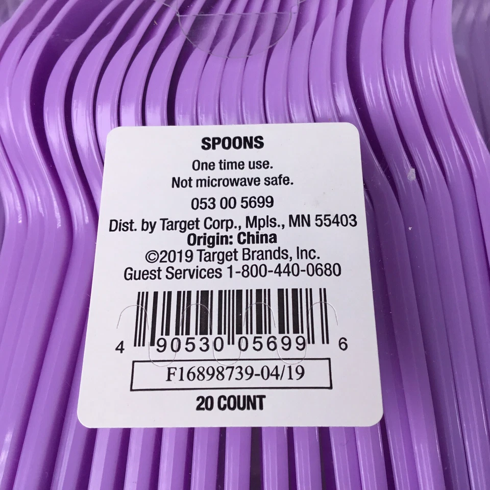 (Qty 3) Party Spoons 20 Count Pack Plastic Purple Lavender SPRITZ Total Of 60 - Image 3 of 4