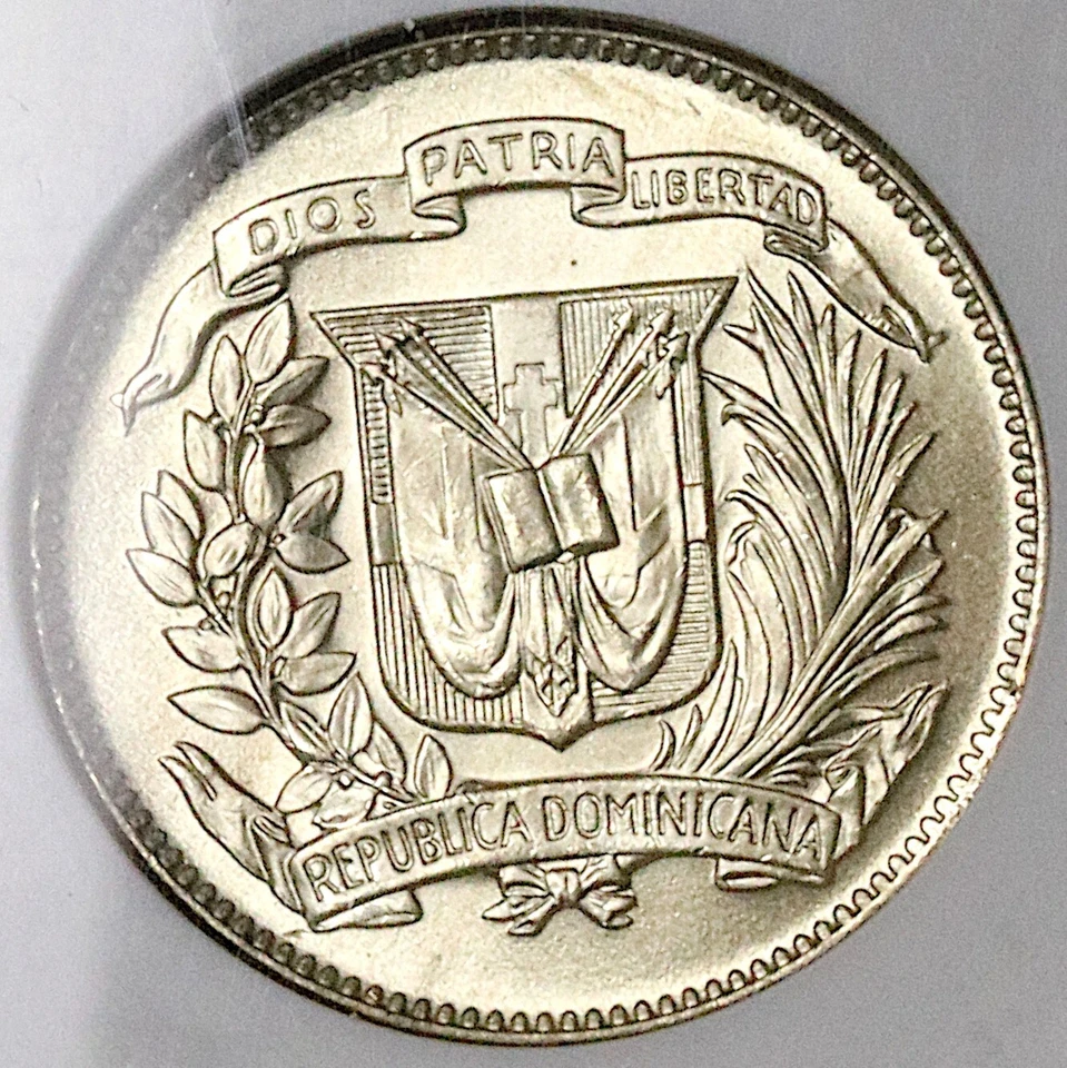 1944 NGC MS 64 Dominican Republic 5 Centavos WWII Silver Coin (25042302C) - Image 4 of 4
