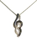 New 925 sterling silver .11ct black blue diamond pendant 18" necklace 3.2g — photo 2