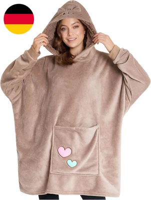 Pusheen Oversized Hoodie Für Damen, Einheitsgröße Fleece Kapuzenpullover, Sherpa