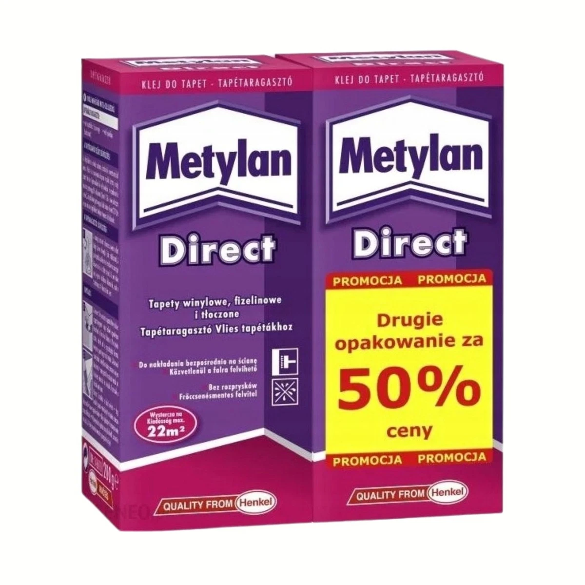 Pegamento para papel pintado no tejido Metylan Direct 2 x 200 g pegamento para pared pegamento para papel pintado dúo