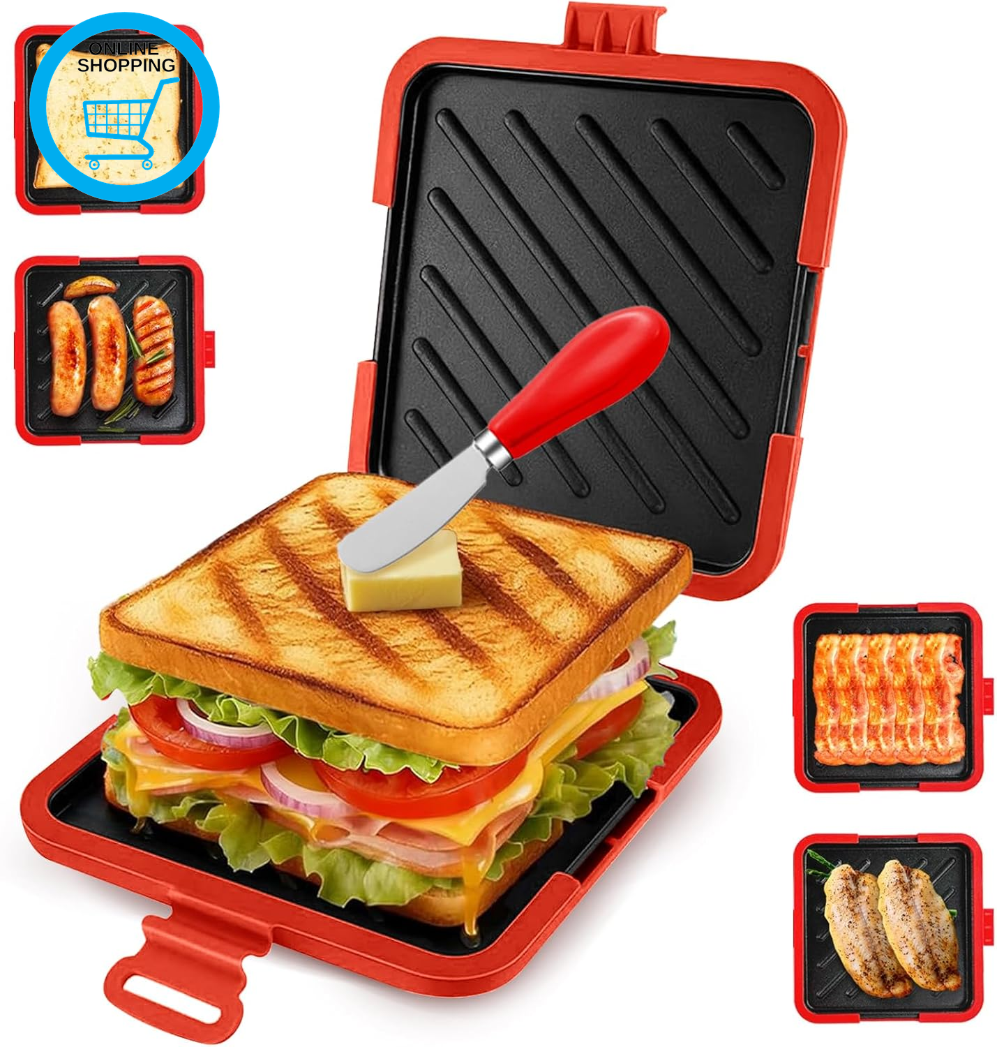 Microwave Toastie Sandwich Maker, Silicone Micro Toasties Sandwich Maker with Re