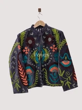 Ethnic Coat Colorful Festival Wear Handmade Suzani Embroidered Jacket Boho