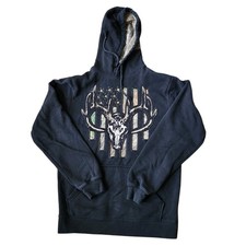 Buck Wear Black Hoodie Graphic Camo Deer Hunting Flag Outdoors Size Medium