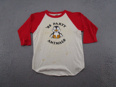 Vintage 80s Party Animals 85' Sir Richard 3/4 Sleeve Raglan Shirt Size L READ