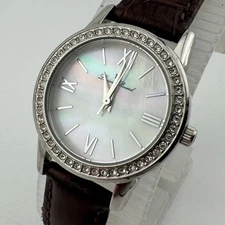 Lucien Piccard Veleta Quartz Watch Women 30m Silver Steel MOP Leather New Batter