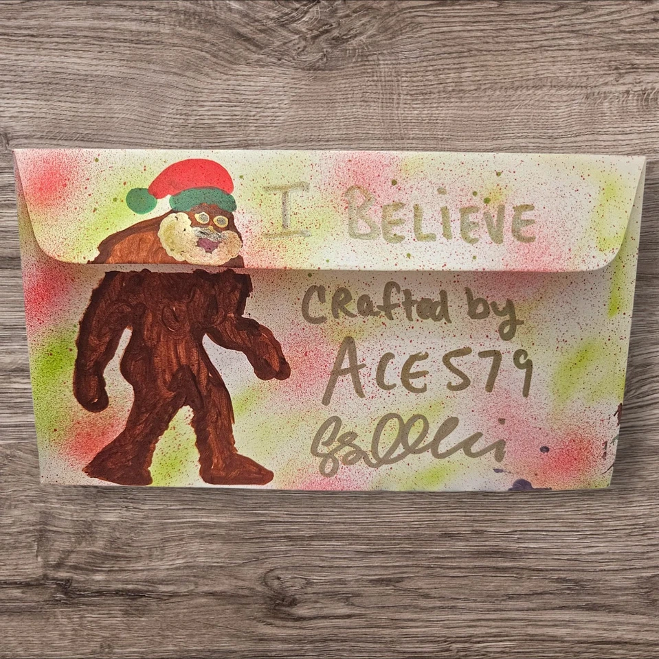 Pintado a Mano Color Dibujado con Parche Elfo Feliz Navidad Primer Día Cubierta FDC Foto 2 de 2