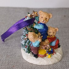 Christmas Teddy Bears Decorating Tree resin scene Ornament Figurine