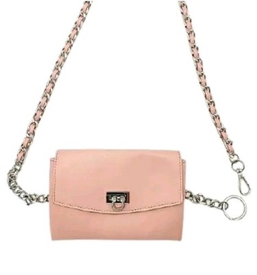 LINEA PELLE lp blue CROSSBODY BAG WITH WOVEN CHAIN BELT MAUVE XL - NWOT