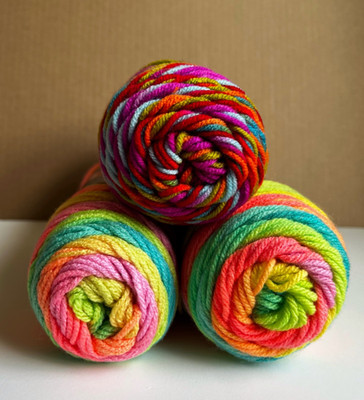 Acrylic Yarn Lot 3 Skeins Red Heart Super Saver Craftsmart Fiesta Retro Stripe