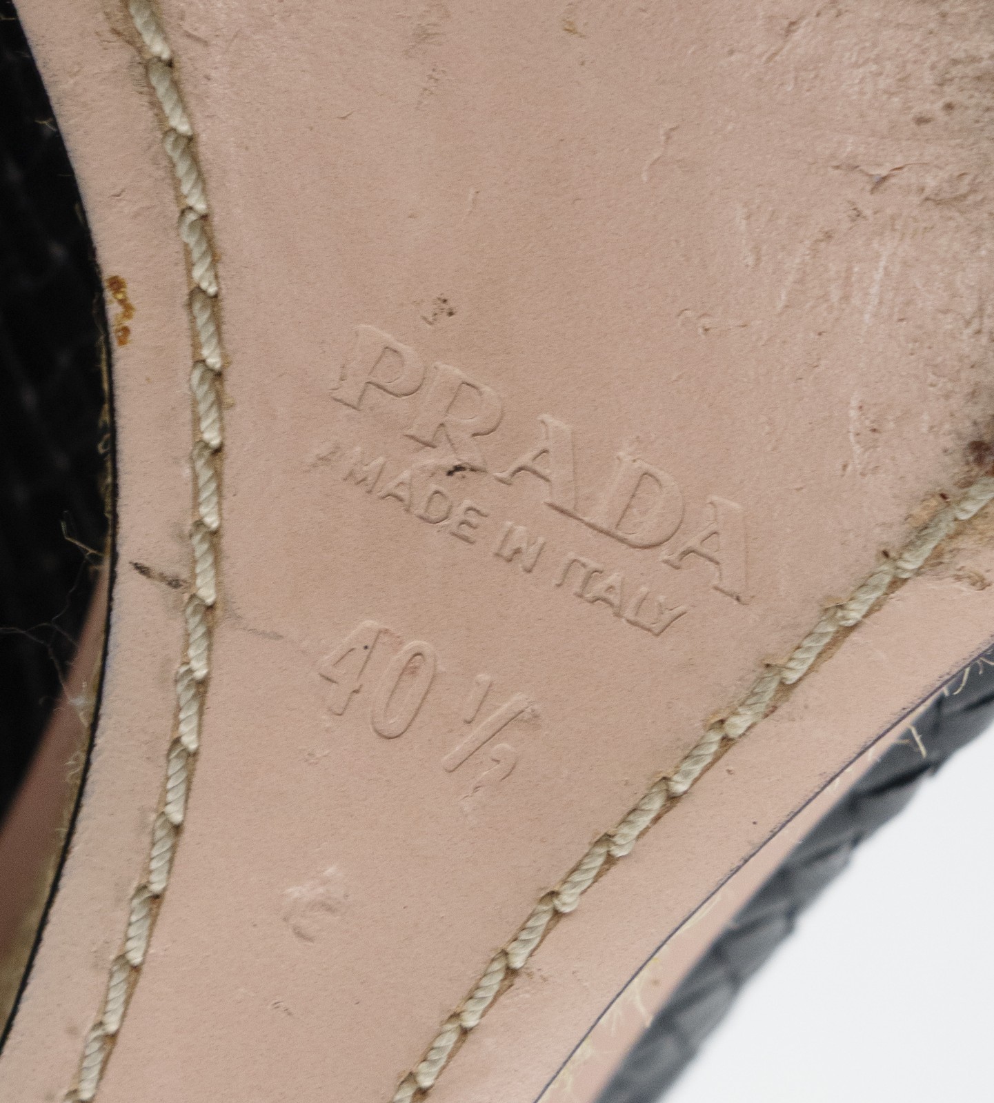 Prada Woven Leather Bow Espadrille Wedge Pumps Vintage Y2K image 10