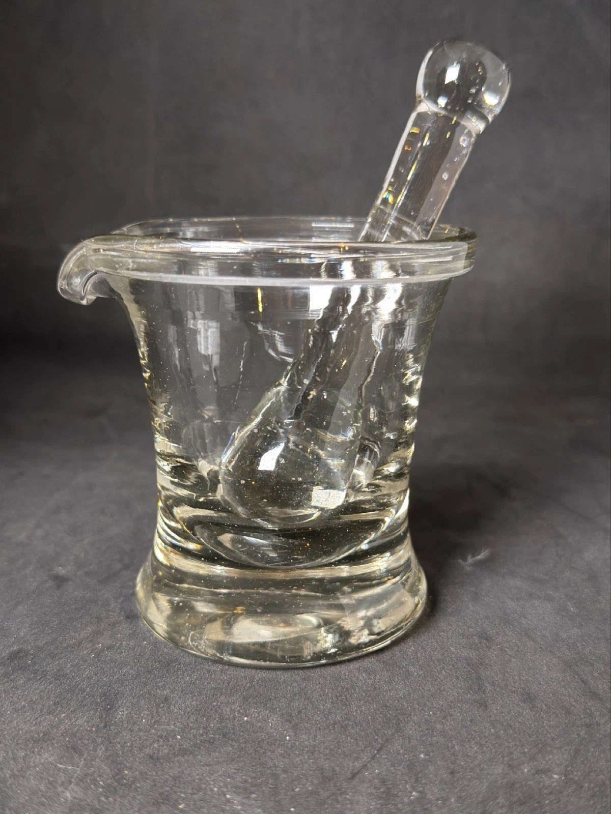 Antique Handblown Glass Mortar and Pestle 3.75" x 3" 8 oz
Opens in a new window or tab