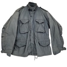 Vtg Alpha Ind M-65 Field Jacket L Gray Faded Tactical Military Combat Grunge USA