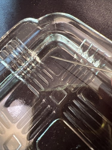 Vintage Hazel Atlas Clear Glass Criss Cross 1 lb Butter Dish Or Fridge Container - Picture 9 of 10