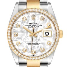 Rolex Datejust Steel Yellow Gold MOP Diamond Mens Watch 126283