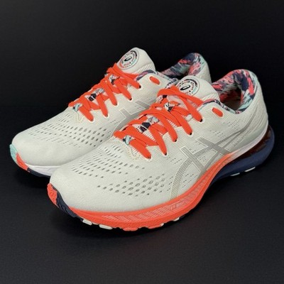 Asics Gel-Kayano 28 Women s Size 9,5 Running Shoes White/Orange/Blue 1012B156