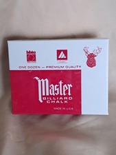 Box of MASTER pool cue tip Billiard CHALK - One Dozen GREEN Cubes LKJ