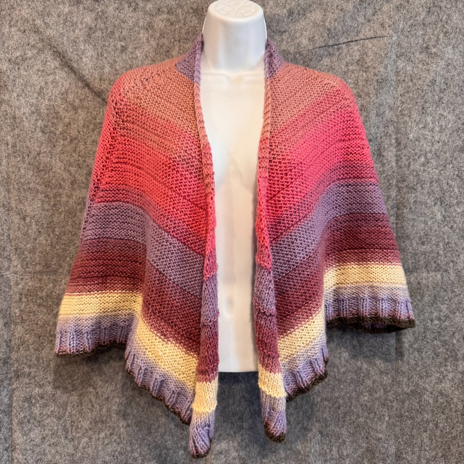 Triangle Shawl Wrap Purple Gradient Colorful Hand… - image 1