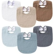 Muslin Baby Bibs 6 Pack Soft Cotton Absorbent Bandana Drool Teething Unisex