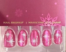 Red Aspen Short Almond Christmas Pink Cat Eye Holo Snow Angels With Addie ❄️