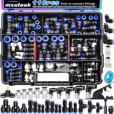 116PCS Air Line Quick Connect Fittings, 1/8", 1/4", 5/16", 3/8", 1/2", 4/6/8/10M