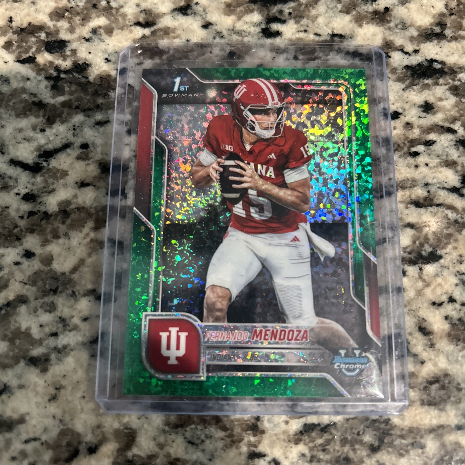 2025 Bowman Chrome U Fernando Mendoza 1st Green Mini-Diamond Refractor #/99