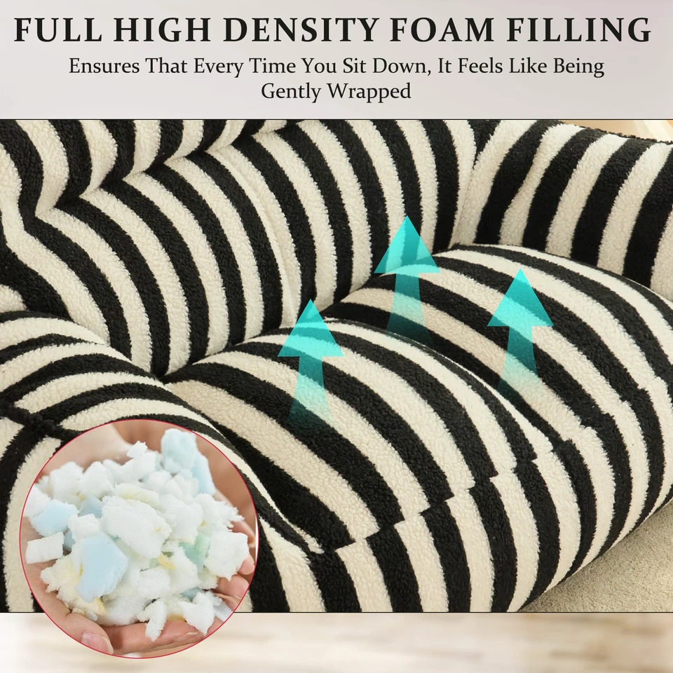 Silla Bolsa de Frijoles Loveseat 47 pulgadas Bolsa de Frijoles Gigante Sofá Perezoso Terciopelo Peluche Adultos Foto 3 de 4