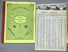 1977 Clock Repair Center Cat No 201 PARTS MOVEMENTS TOOLS with update & ad