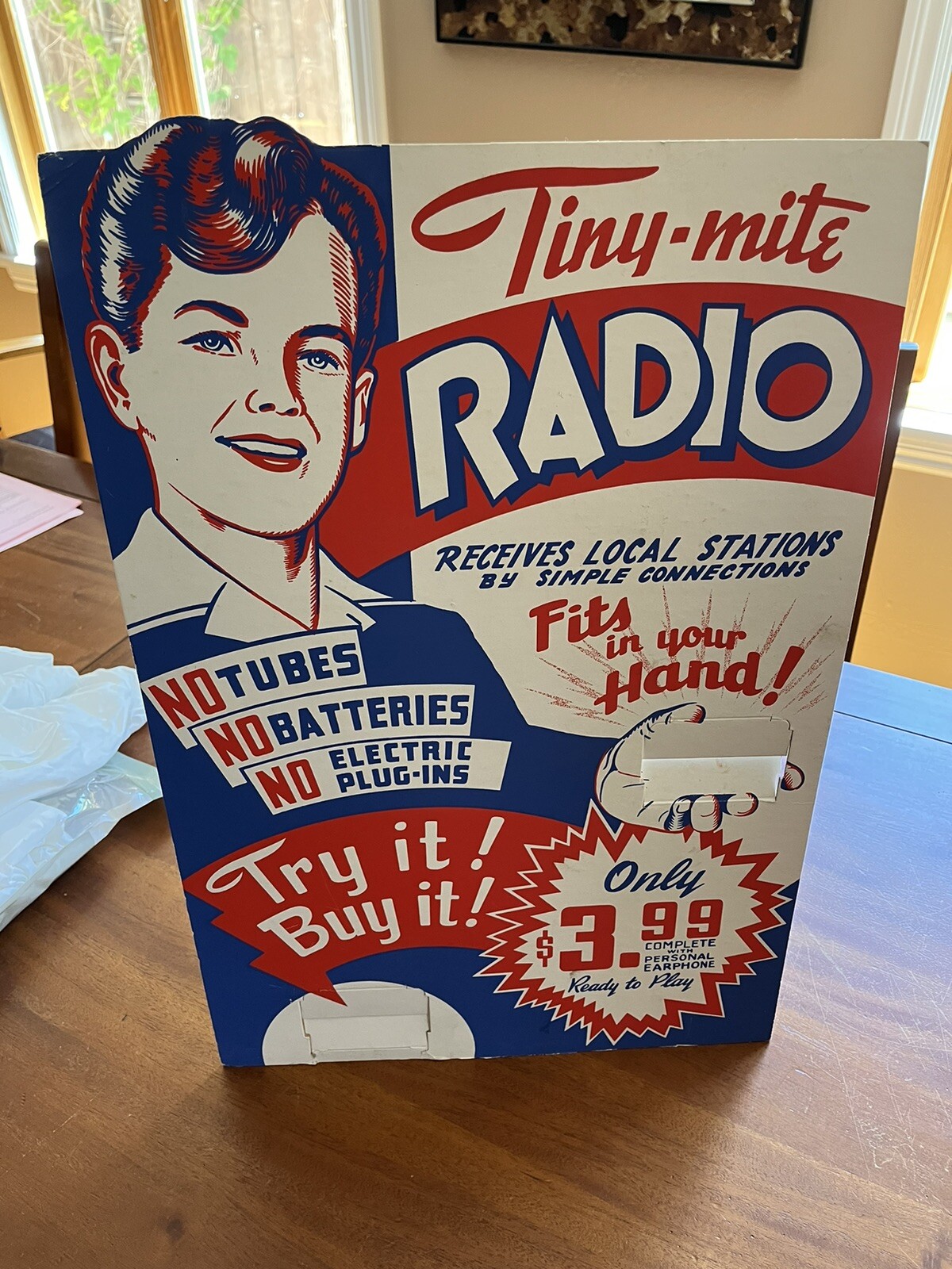 Vintage TinyMite Crystal Radio Counter Top Display Original 1950’s NOS