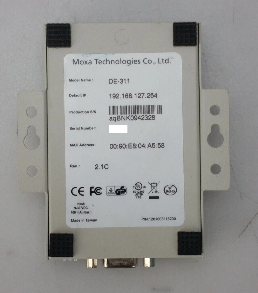 Moxa NPort Express DE-311 RS-232/422/485 Device Server W/ Adapter - Image 4 of 4