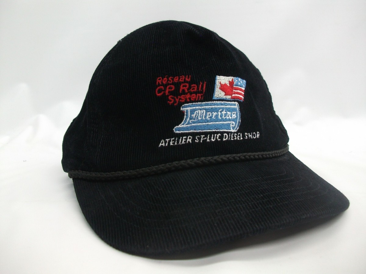 Reseau CP Rail Meritas Diesel Shop Hat VTG Black Corduroy  display picture 2
