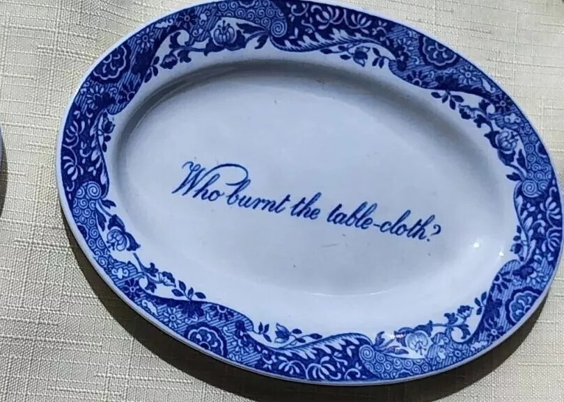 Vintage Copeland Spode&rsquo;s Blue Italian &lsquo;Who Burnt The Table-Cloth?&rsquo; Small Dish 