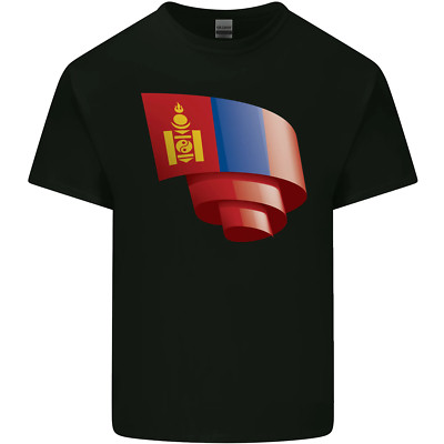 Curled Mongolia Flag Mongolian Day Football Mens Cotton T-Shirt Tee Top