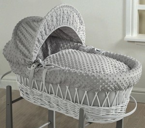 gray wicker moses basket