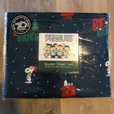 New Berkshire PEANUTS Snoopy Christmas Night Holiday Queen Sheet Set