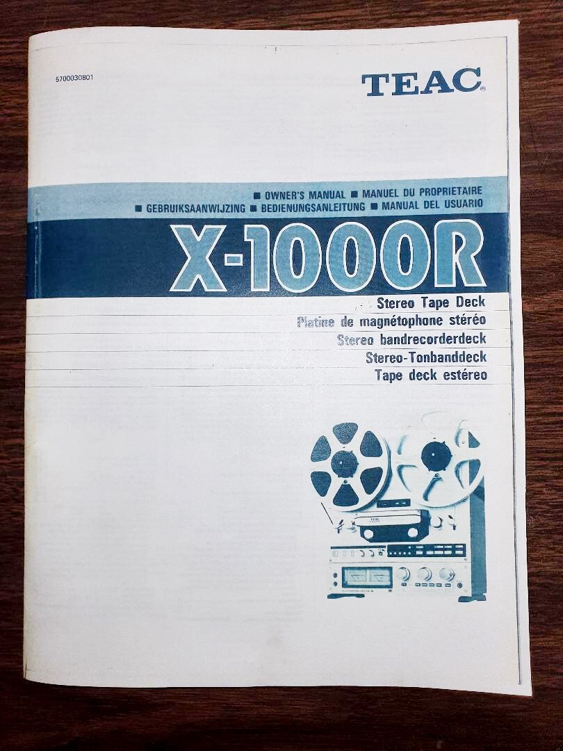 Teac X-1000R Color copy of Operating Instruction / User Manual  - Hard copy.