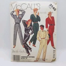 McCall's 2140 Misses Slim Leg Button Front Jumpsuit Sewing Pattern Size 16 Uncut