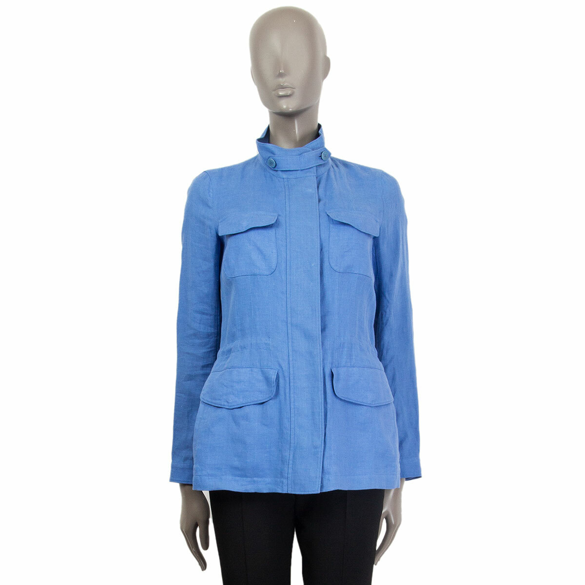 63087 auth LORO PIANA sky blue linen TRAVELLER SAFARI Jacket 63087 auth LORO PIANA sky blue linen TRAVELLER SAFARI Jacket