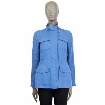 63087 auth LORO PIANA sky blue linen TRAVELLER SAFARI Jacket 40 S