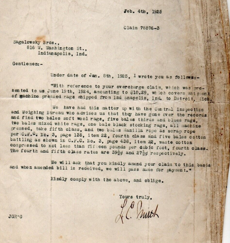 Cincinnati, Indianapolis & Western Railroad lot two 1925 letters signed by agent - Picture 3 of 8