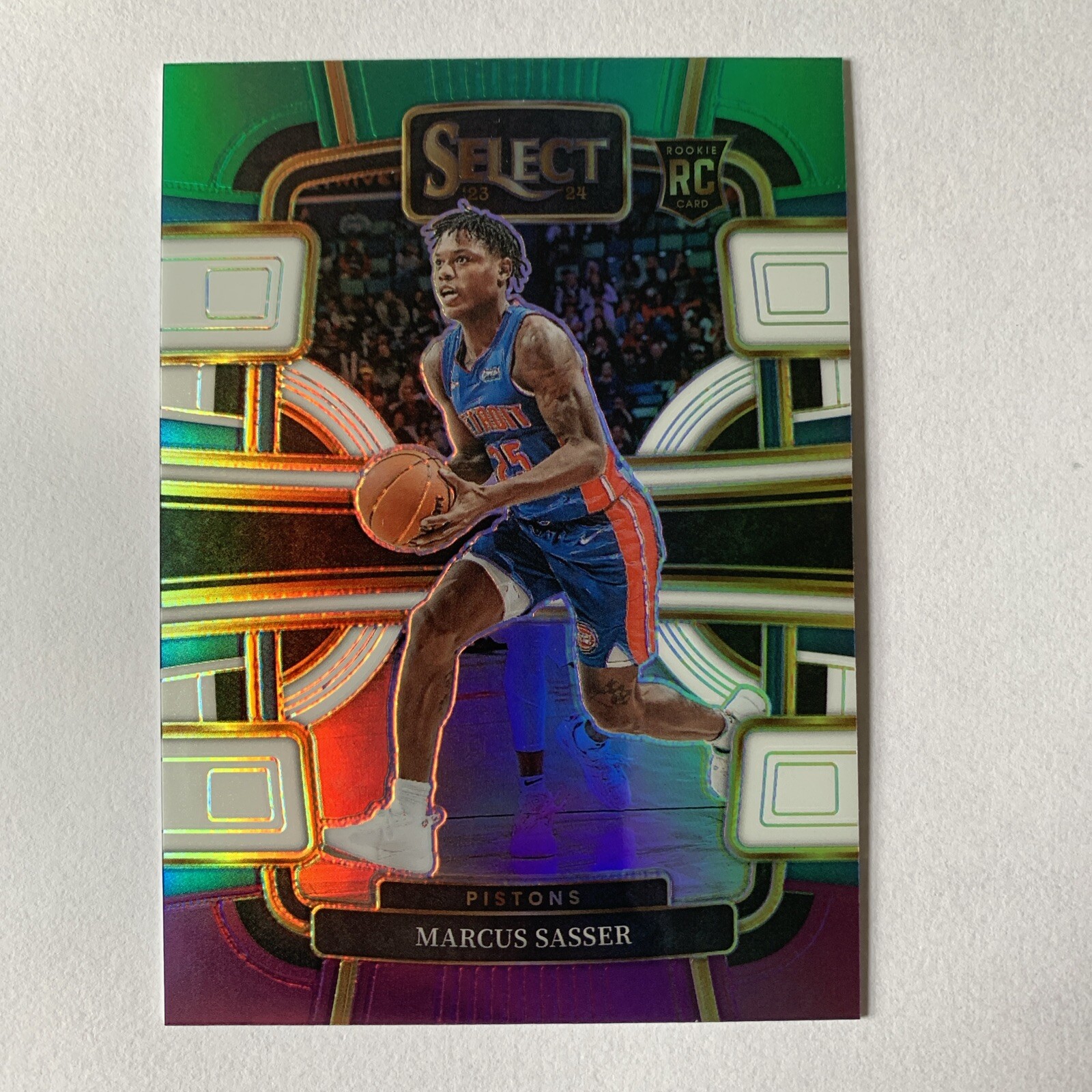 Marcus Sasser Rookie Card RC 2023-24 Select Green White Purple Prizm #70