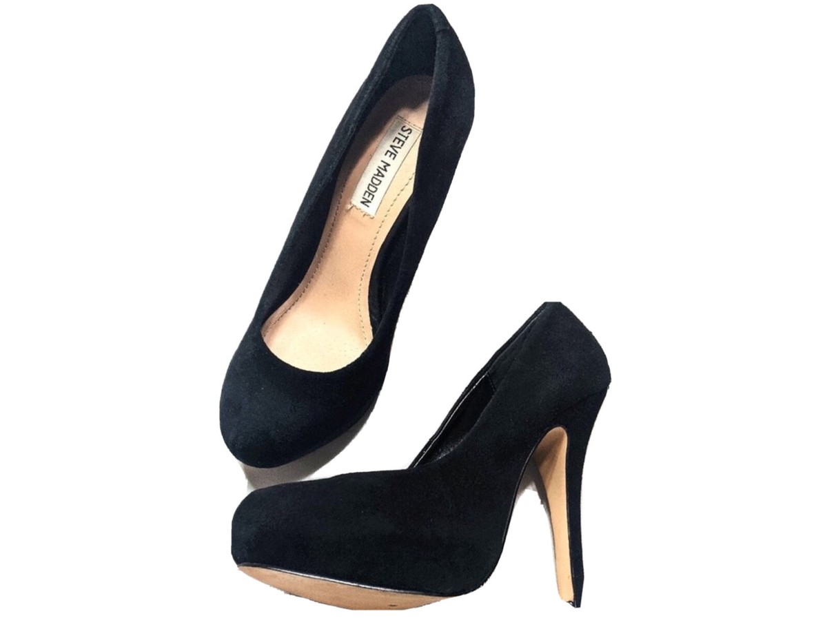 Steve Madden Womens Traisie Classic Pump Heel Black Suede  display picture 1