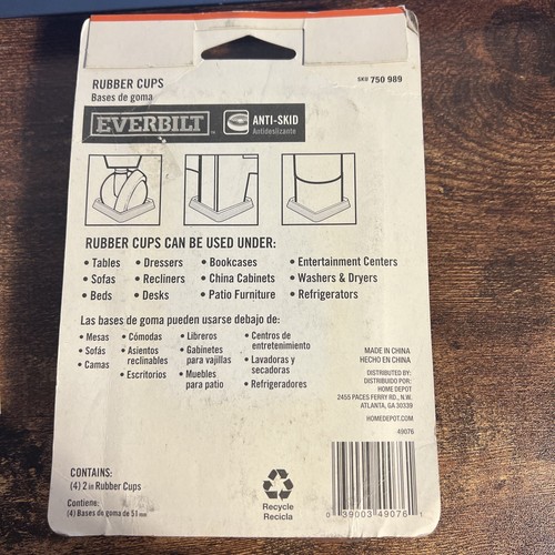 Everbilt 2 in. Brown Square Rubber Furniture Cups 4-Pack - Picture 2 of 6