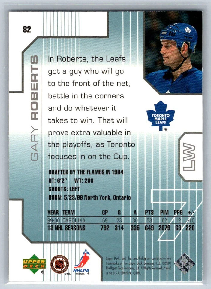 2000 Upper Deck Pros & Prospects #82 Gary Roberts Toronto Maple Leafs - Image 2 of 2