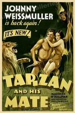 1934 "Tarzan and His Mate" Vintage Style Old Movie Poster - 24x36