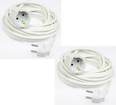 2 x 10 m Verlängerungskabel weiss 3x1,5mm² Strom Verlängerung Kabel H05VV-F 10m