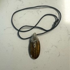 Tiger Eye Adult Colored Stone Necklace Casual Boho 13" Grunge Festival Gypsy