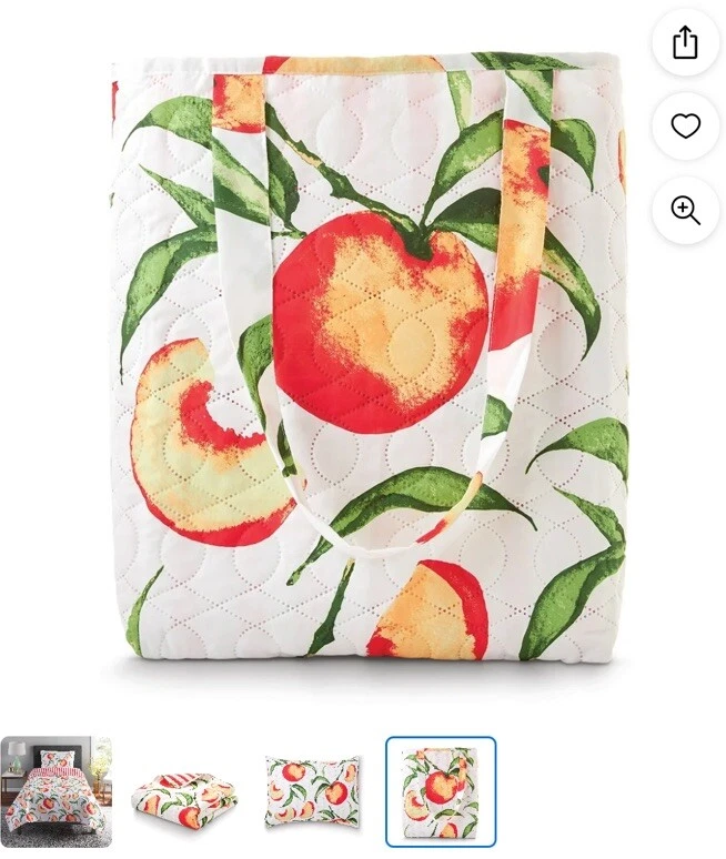 Twin - Mainstays Peaches Reversible Quilt Blanket Set w/ Tote, 3 Pieces - Image 4 of 4