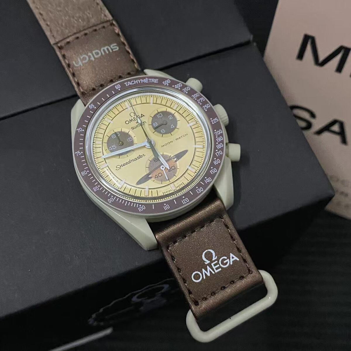 NEW Swatch x Omega Moonswatch Mission To Saturn Watch - With NEW Swatch x Omega Moonswatch Mission To Saturn Watch - With